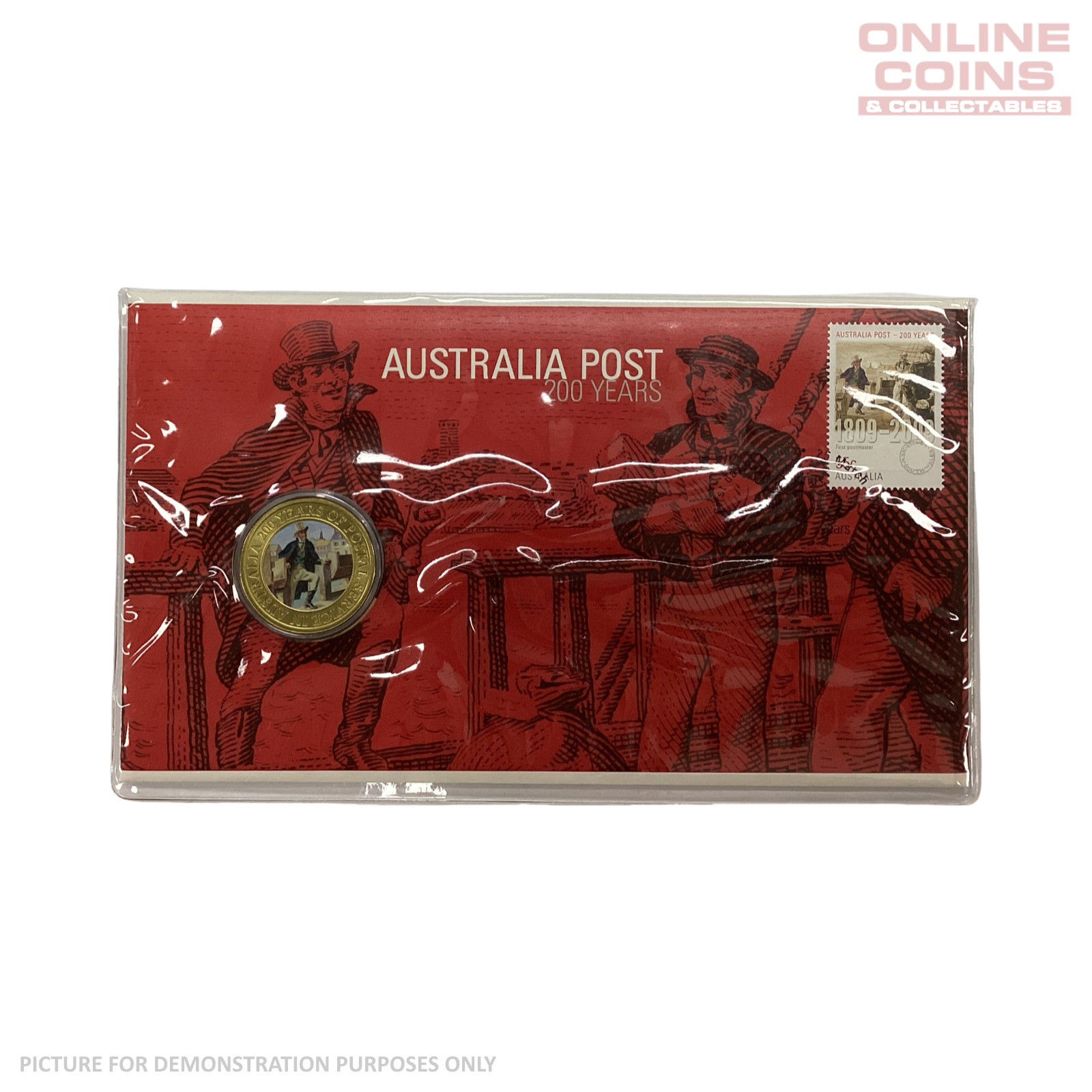 2009 - Australia Post - 200 Years of the Australian Postal Service PNC - $1 Coloured Coin